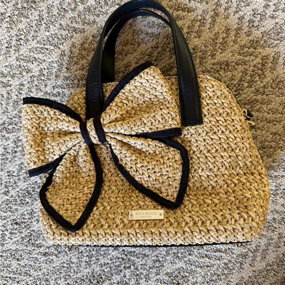 Kate Spade Tan and Black Bow Tote Bag